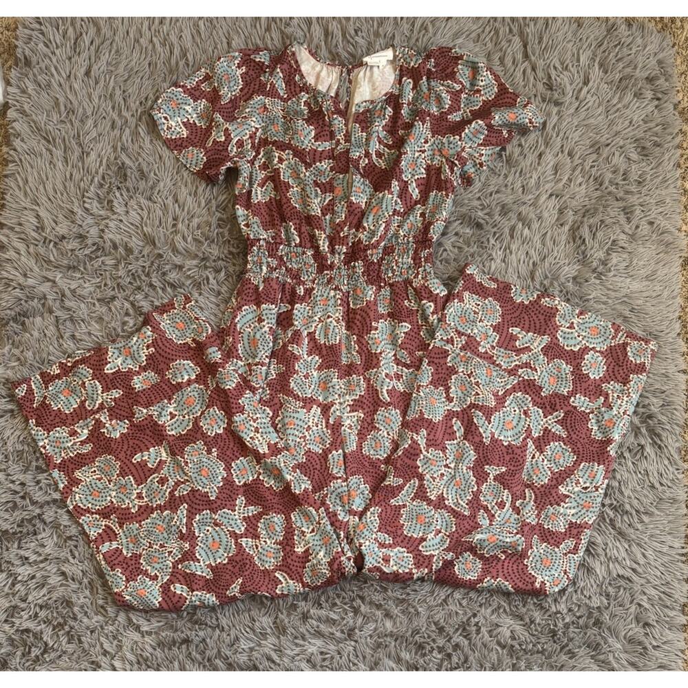 Anthropologie Jumpsuit Womens Small Mauve The Somerset Ruched Short Sleeve - Picture 5 of 16